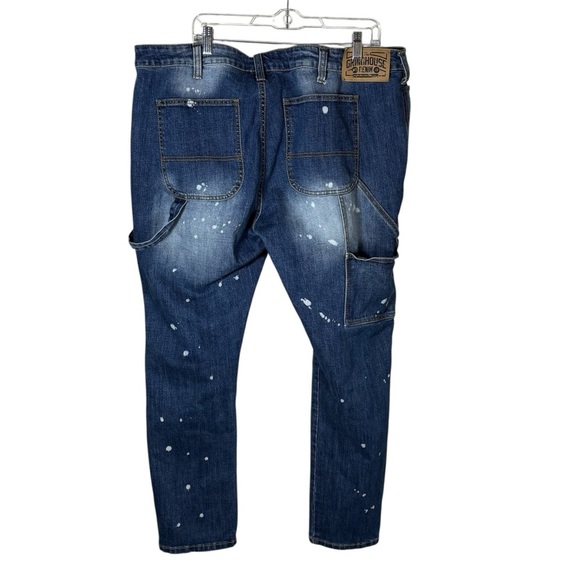 GrindHouse Men's Blue Distressed Painted Denim Jeans Size 44 - Picture 4 of 5